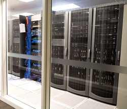 Network room with custom rackmount servers
